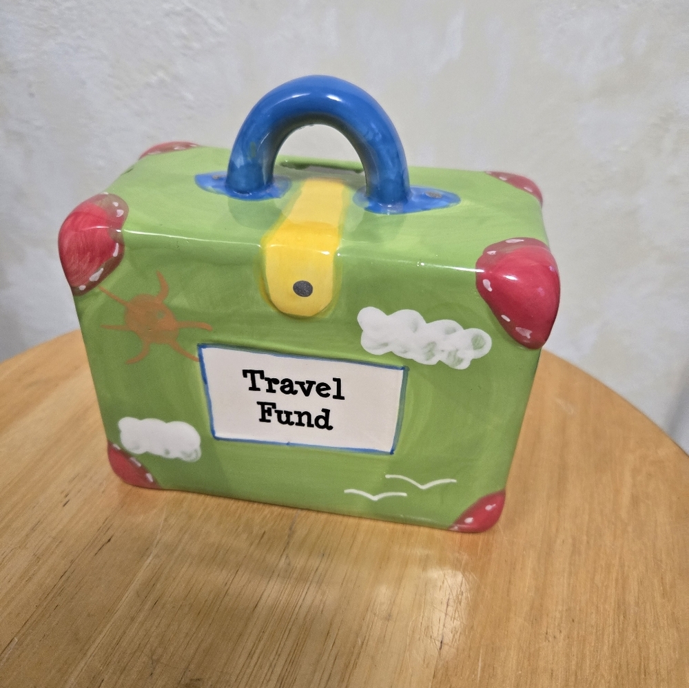 Colorful Ceramic Travel "Fund" Box Bank